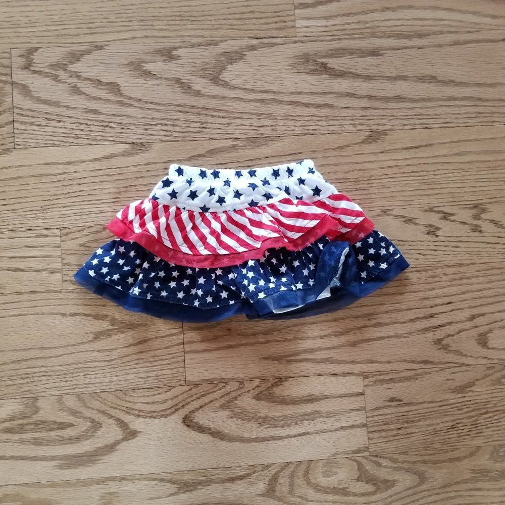 12M American Patriotic Tiered Ruffle Skirt EUC
